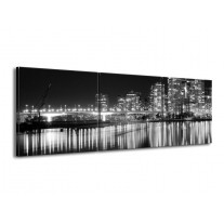 Glas schilderij Stad | Grijs, Zwart, Wit | 150x50cm 3Luik