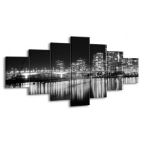 Glas schilderij Stad | Grijs, Zwart, Wit | 210x100cm 7Luik