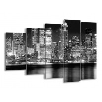 Glas schilderij New York | Grijs, Zwart, Wit | 150x100cm 5Luik