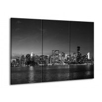 Canvas schilderij Stad | Grijs, Zwart, Wit | 90x60cm 3Luik