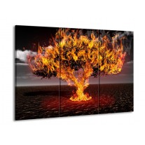 Canvas schilderij Boom | Geel, Oranje, Bruin | 90x60cm 3Luik