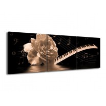 Glas schilderij Roos | Sepia, Bruin | 150x50cm 3Luik