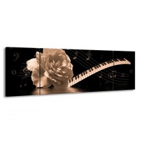 Canvas schilderij Roos | Sepia, Bruin | 170x50cm 3Luik