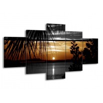 Glas schilderij Zonsondergang | Sepia, Bruin | 150x80cm 5Luik