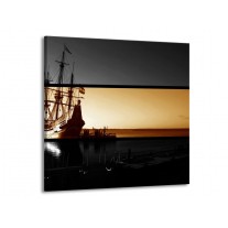 Glas schilderij Boot | Sepia, Bruin | 70x70cm 1Luik