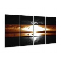 Glas schilderij Zonsondergang | Sepia, Bruin | 160x80cm 4Luik