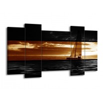 Canvas schilderij Boot | Sepia, Bruin | 120x65 5Luik