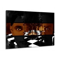 Canvas schilderij Abstract | Sepia, Bruin | 90x60cm 3Luik