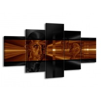 Glas schilderij Abstract | Sepia, Bruin | 150x80cm 5Luik