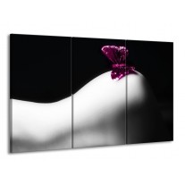 Glas schilderij Vlinder | Wit, Zwart, Paars | 165x100cm 3Luik