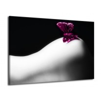 Canvas schilderij Vlinder | Wit, Zwart, Paars | 70x50cm 1Luik