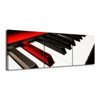 Canvas schilderij Piano | Zwart, Wit, Rood | 120x40cm 3Luik