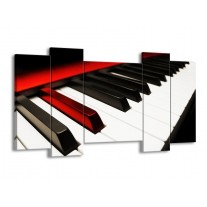 Canvas schilderij Piano | Zwart, Wit, Rood | 120x65 5Luik