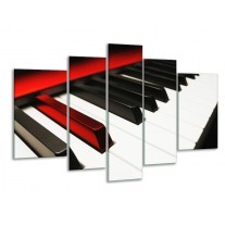 Glas schilderij Piano | Zwart, Wit, Rood | 170x100cm 5Luik