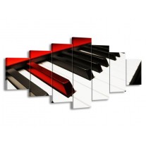 Glas schilderij Piano | Zwart, Wit, Rood | 210x100cm 7Luik