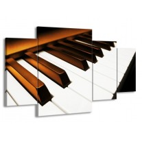 Canvas schilderij Piano | Bruin, Zwart, Wit | 160x90cm 4Luik