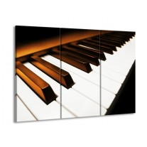 Canvas schilderij Piano | Bruin, Zwart, Wit | 90x60cm 3Luik