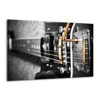 Canvas schilderij Gitaar | Zwart, Grijs, Geel | 140x90cm 1Luik