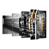 Canvas schilderij Gitaar | Zwart, Grijs, Geel | 150x100cm 5Luik