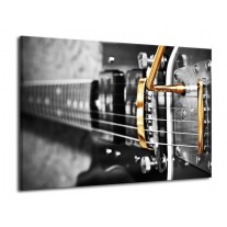 Glas schilderij Gitaar | Zwart, Grijs, Geel | 70x50cm 1Luik
