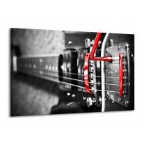Canvas schilderij Gitaar | Zwart, Grijs, Rood | 140x90cm 1Luik