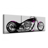 Canvas schilderij Motor | Grijs, Zwart, Paars | 150x50cm 3Luik