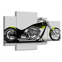 Canvas schilderij Motor | Grijs, Zwart, Groen | 120x75cm 4Luik