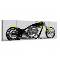 Canvas schilderij Motor | Grijs, Zwart, Groen | 170x50cm 3Luik