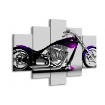 Canvas schilderij Motor | Grijs, Zwart, Paars | 150x105cm 5Luik