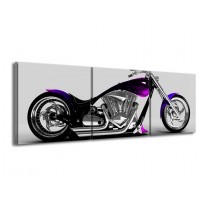Canvas schilderij Motor | Grijs, Zwart, Paars | 150x50cm 3Luik