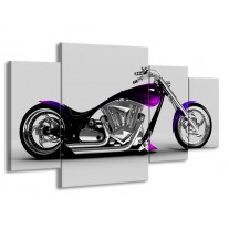 Canvas schilderij Motor | Grijs, Zwart, Paars | 160x90cm 4Luik