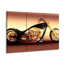Canvas schilderij Motor | Oranje, Bruin, Geel | 90x60cm 3Luik