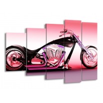 Canvas schilderij Motor | Paars, Roze, Zwart | 150x100cm 5Luik