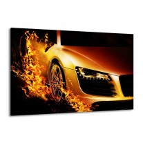 Canvas schilderij Auto | Oranje, Goud, Zwart | 140x90cm 1Luik