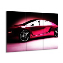 Canvas schilderij Auto | Roze, Zwart, Wit | 90x60cm 3Luik
