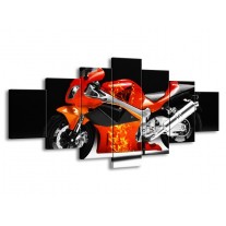 Canvas schilderij Motor | Rood, Zwart, Wit | 210x100cm 7Luik