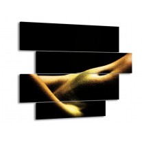 Glas schilderij Lichaam | Zwart, Groen, Goud | 115x85cm 4Luik