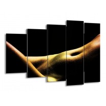 Canvas schilderij Lichaam | Zwart, Groen, Goud | 150x100cm 5Luik