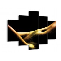 Canvas schilderij Lichaam | Zwart, Groen, Goud | 150x105cm 5Luik