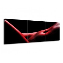 Glas schilderij Vrouw | Rood, Zwart | 120x40cm 3Luik