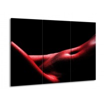 Glas schilderij Vrouw | Rood, Zwart | 90x60cm 3Luik