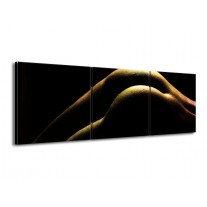 Canvas schilderij Lichaam | Zwart, Groen, Goud | 150x50cm 3Luik