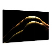 Canvas schilderij Lichaam | Zwart, Groen, Goud | 165x100cm 3Luik