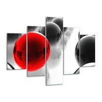 Glas schilderij Ballen | Rood, Zwart, Wit | 100x70cm 5Luik