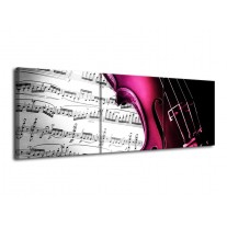 Canvas schilderij Instrument | Zwart, Wit, Roze | 120x40cm 3Luik