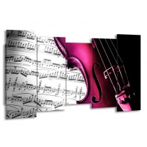 Canvas schilderij Instrument | Zwart, Wit, Roze | 150x80cm 5Luik