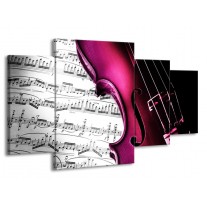 Canvas schilderij Instrument | Zwart, Wit, Roze | 160x90cm 4Luik