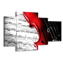 Canvas schilderij Instrument | Zwart, Wit, Rood | 120x75cm 4Luik