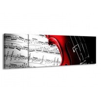 Canvas schilderij Instrument | Zwart, Wit, Rood | 170x50cm 3Luik