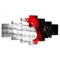 Canvas schilderij Instrument | Zwart, Wit, Rood | 210x100cm 7Luik
